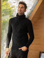 Men's Strick Rollkragen Pullover Casual Thermal Lang Ärmel Pullover