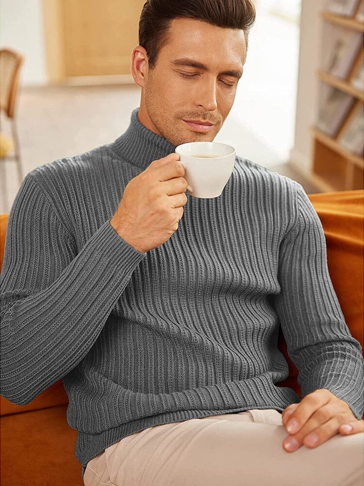Rollkragen Strick Klassisch Ribbed Pullover