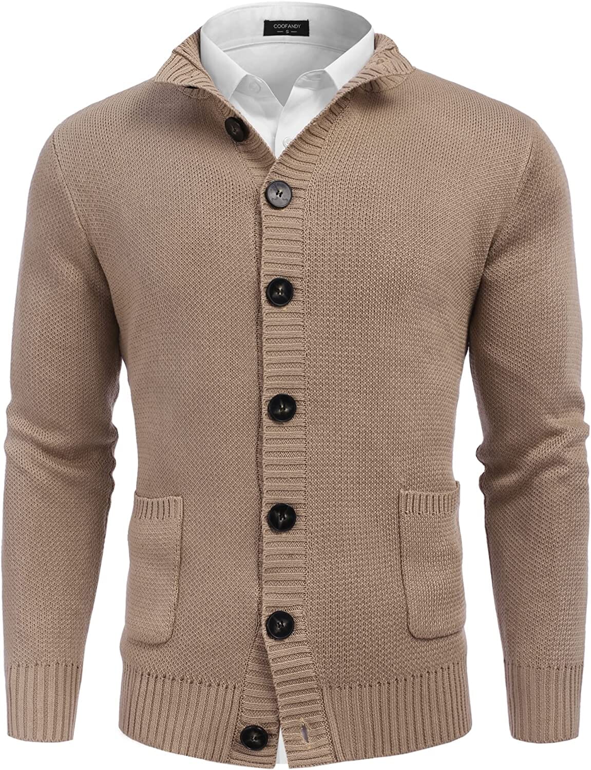 Stand Kragen Knopf Down Strick Cardigan with Pockets