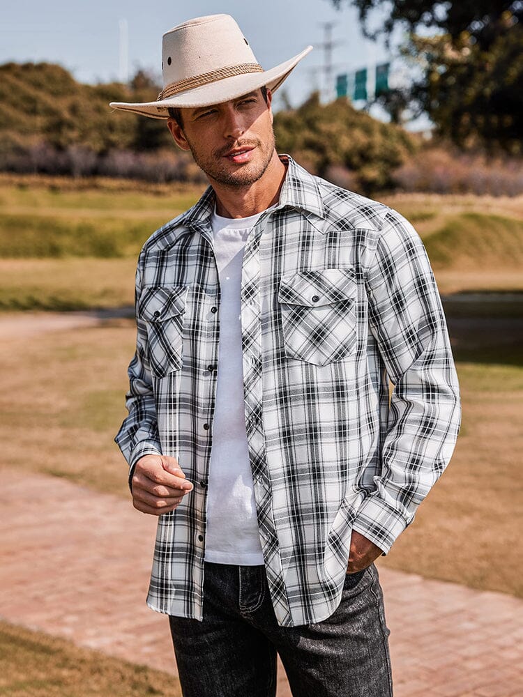 Plaid Lang Ärmel Casual Hemd with Pockets