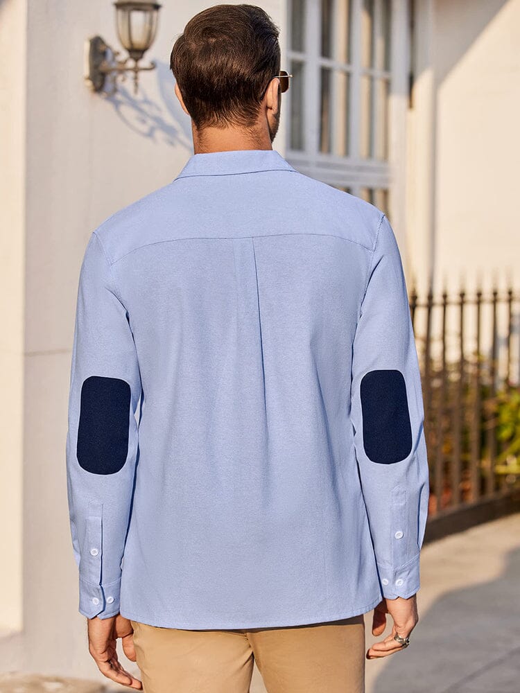 Klassisch Uni Lang Ärmel Knopf Hemd with Chest Pocket