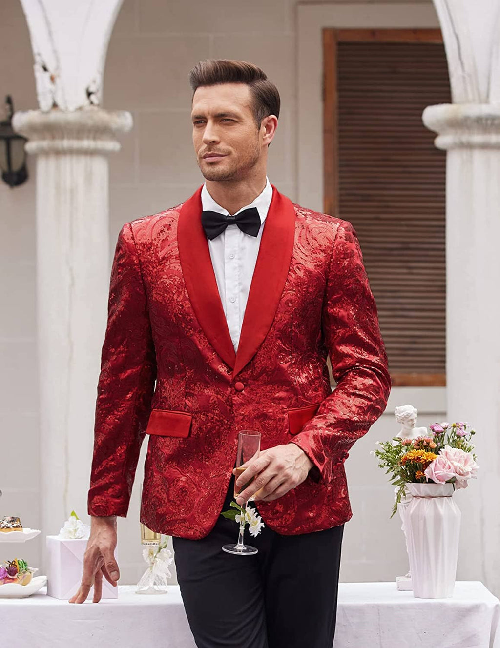 Shiny Sequins Blazer Blumen Blazer
