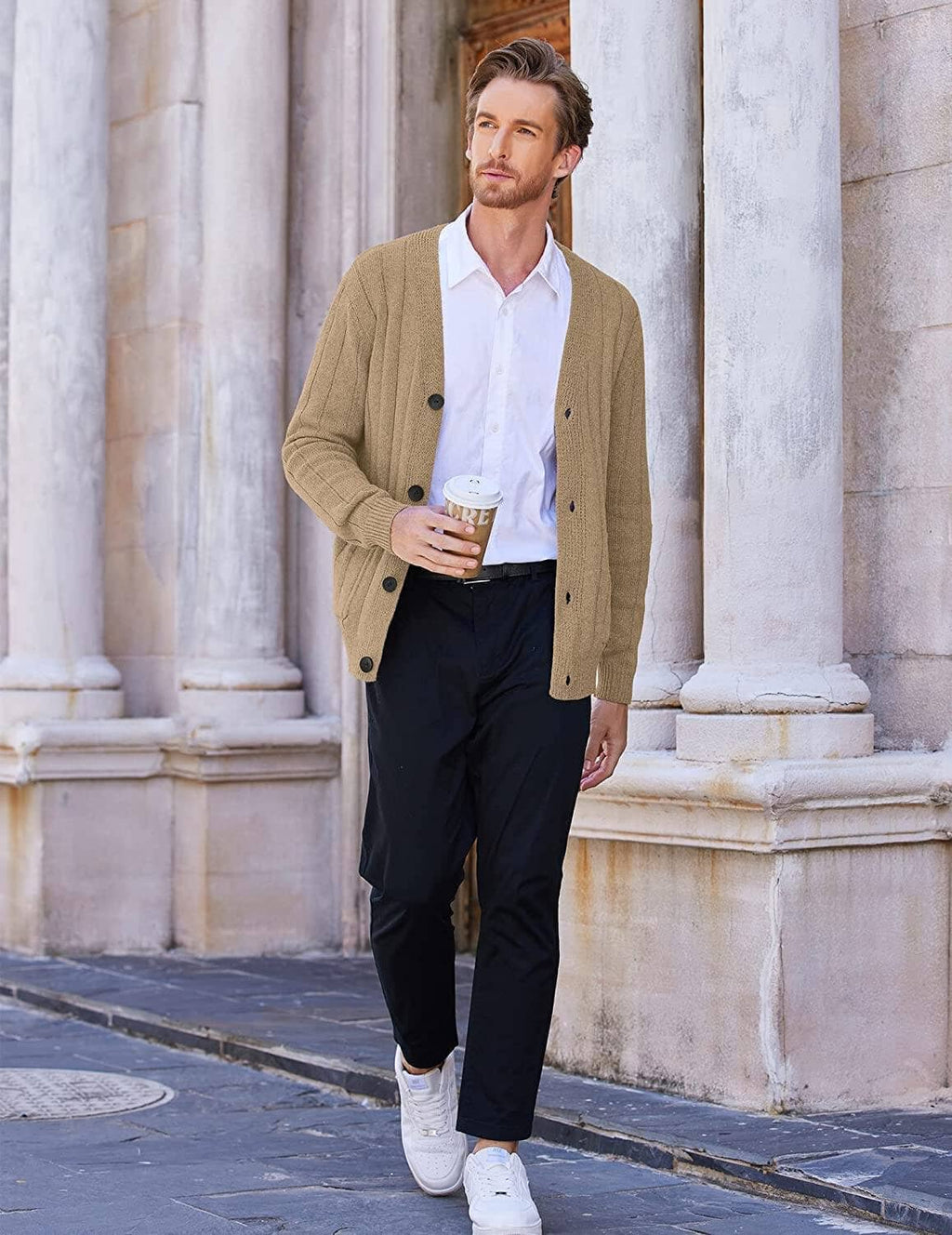 Cardigan Strick V Neck Knopf up Pullover