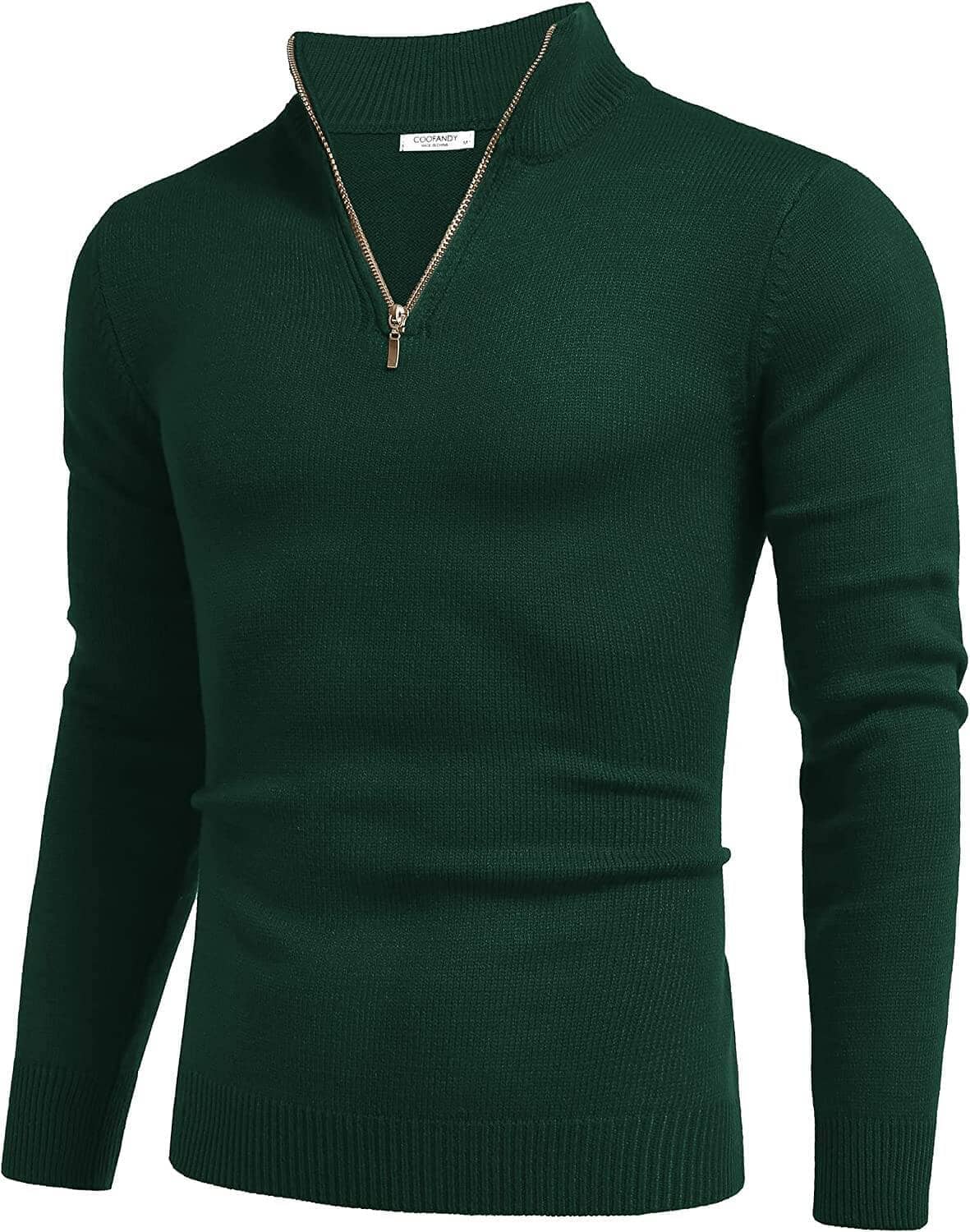 Gestreift Zip Up Mock Neck Pullover Pullover