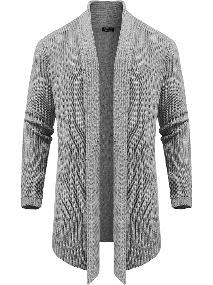 Strick Ruffle Drape Lang Cardigan
