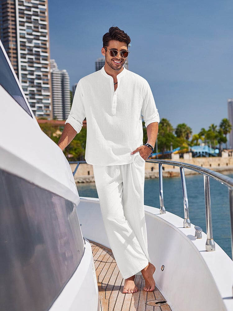 Casual 2 Teile Henley Hemden Set