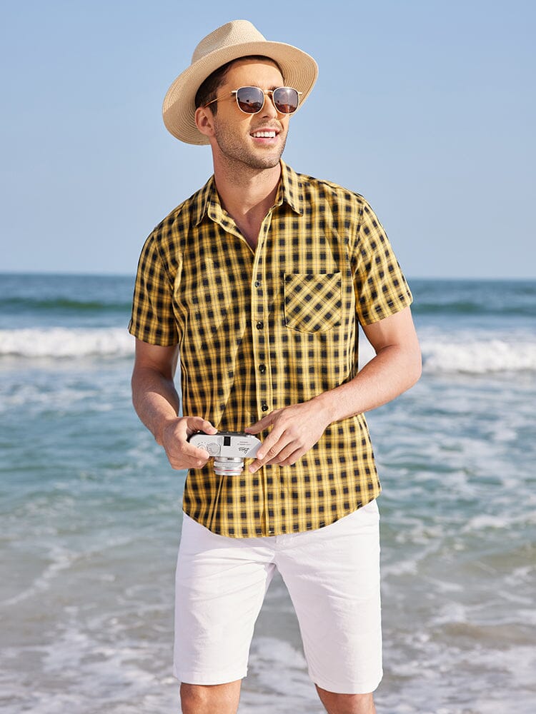 Casual Kurz Ärmel Plaid Hemd