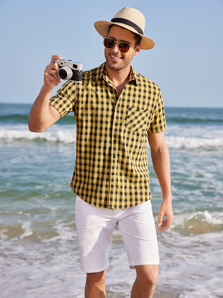 Casual Kurz Ärmel Plaid Hemd