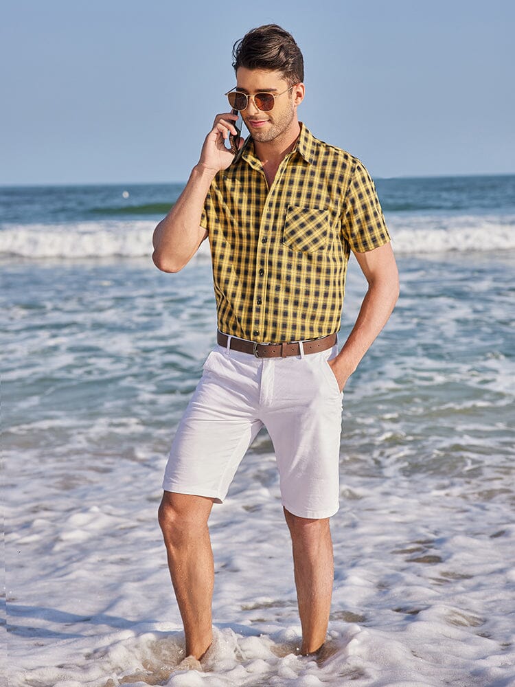 Casual Kurz Ärmel Plaid Hemd