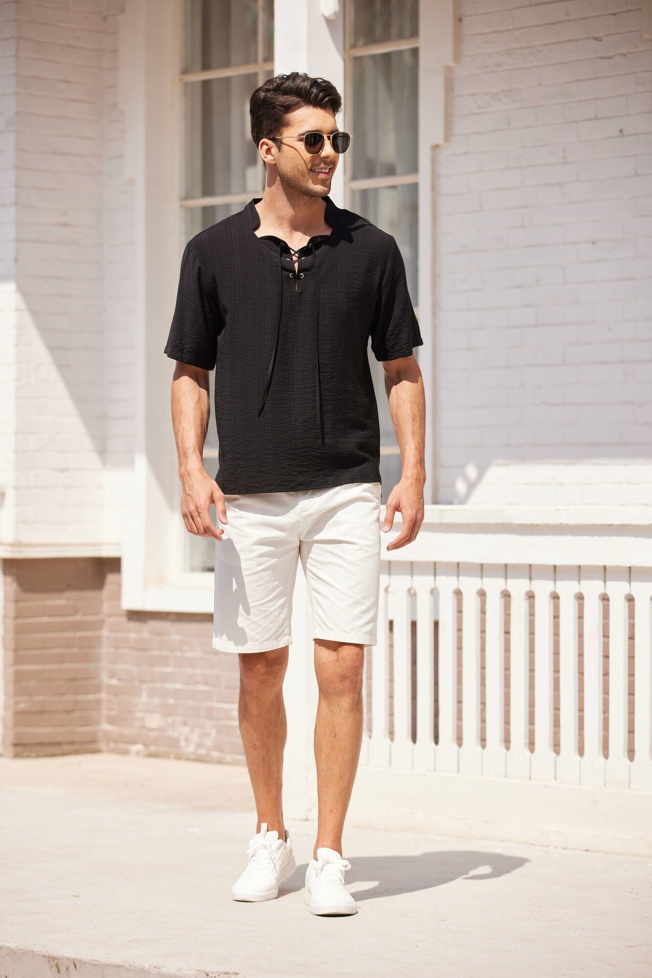 Leinen Henley T-Hemd