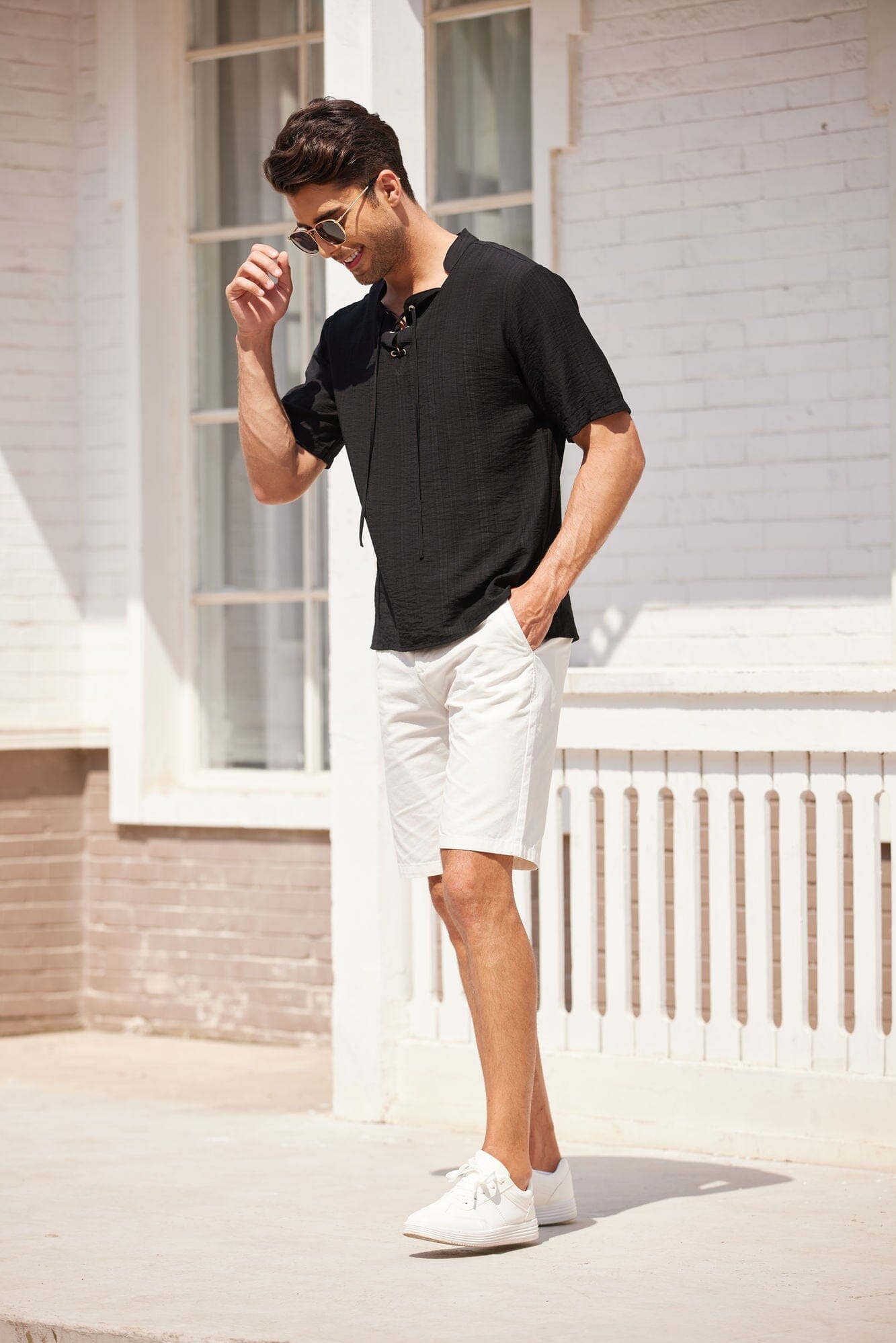 Leinen Henley T-Hemd
