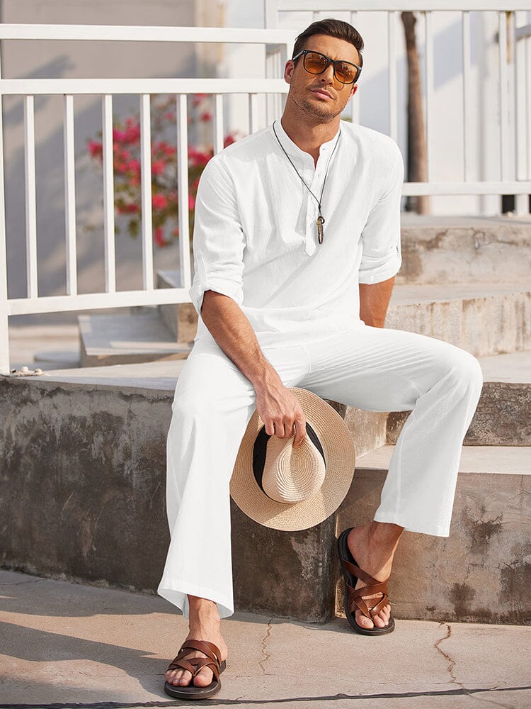 Casual 2 Pieces Henley Shirts Set