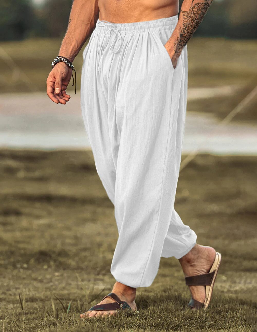 Lockere Fit Leinen Stil Hippie Hose