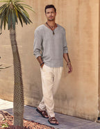 Leinen Stil Simple Lang-sleeved Hemd