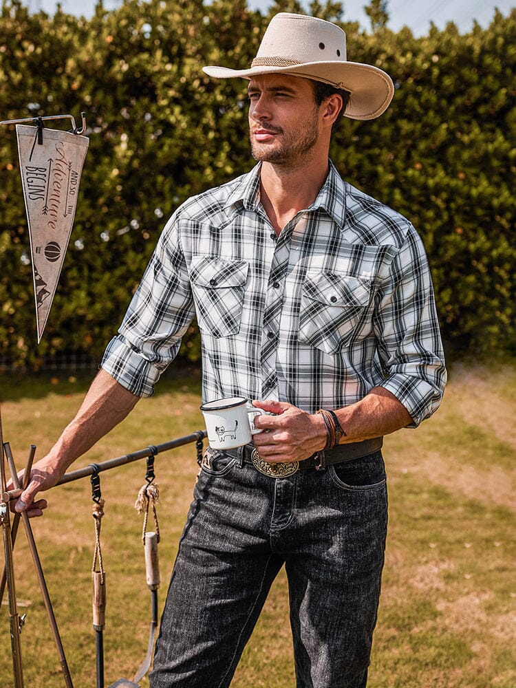Plaid Lang Ärmel Casual Hemd with Pockets