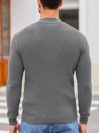 Klassisch Henley Kragen Strick Pullover