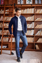 Stand Kragen Knopf Down Strick Cardigan with Pockets