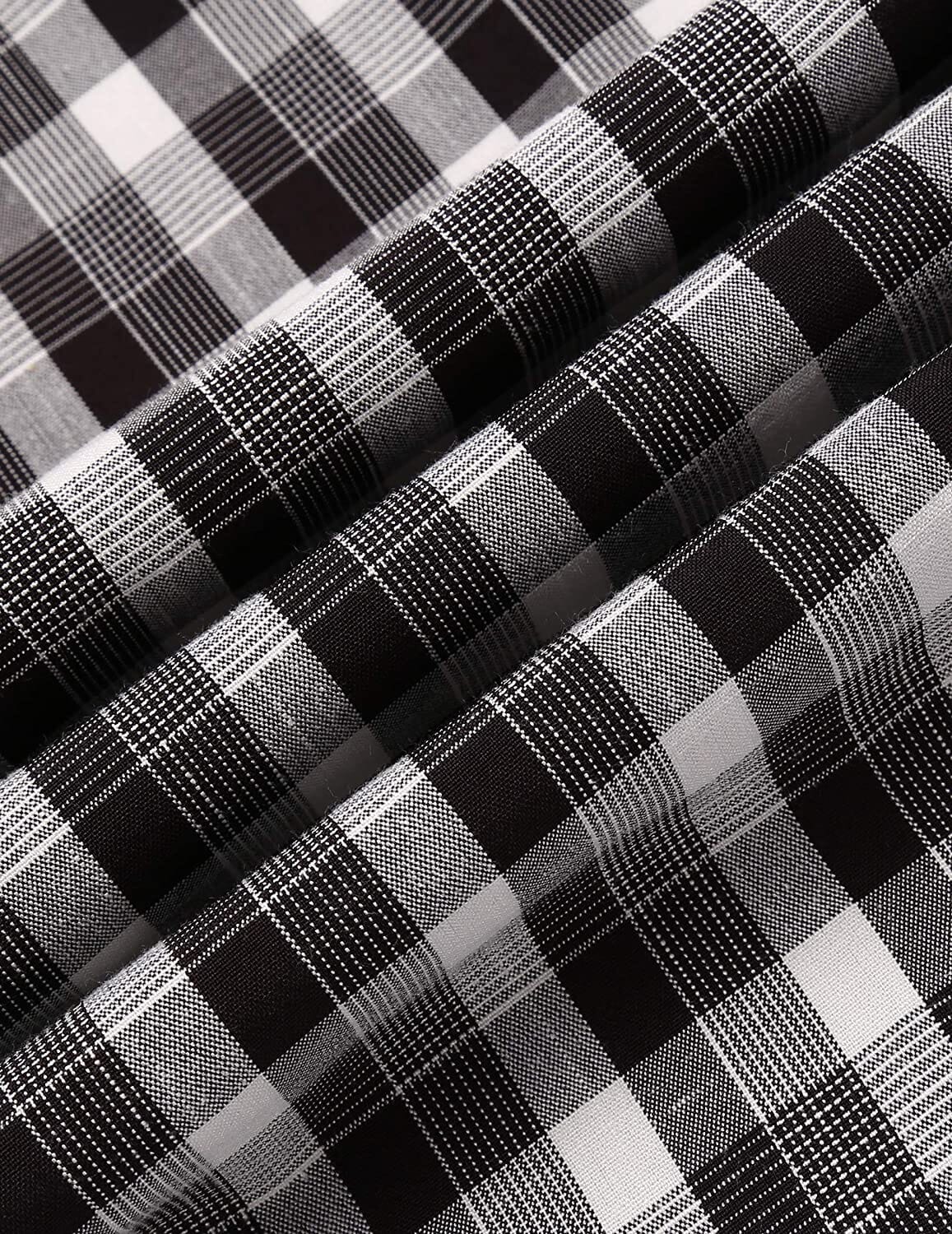 Klassisch Kurz Ärmel Plaid Baumwolle Hemden with Pocket