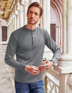 Lang Ärmel Waffle Henley Hemden