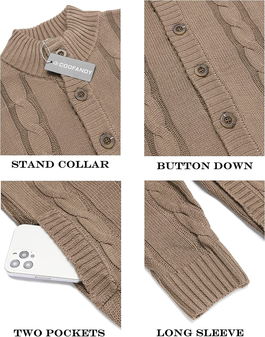 Cardigan Cable Strick Knopf Down Pullover