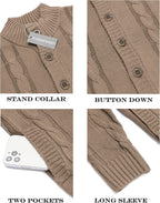 Cardigan Cable Strick Knopf Down Pullover
