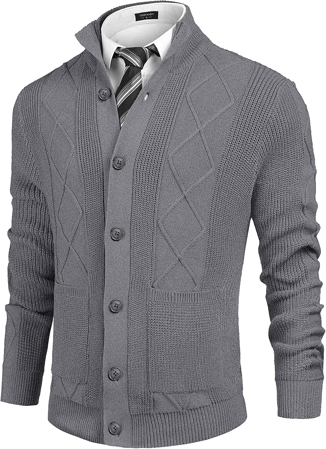 Casual Stand Kragen Knopf Down Cardigan with Pockets