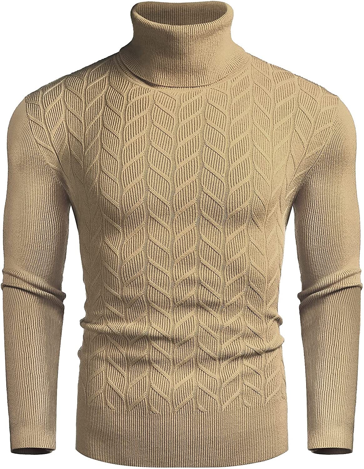 Slim Twist Pattern Rollkragen Strick Pullover