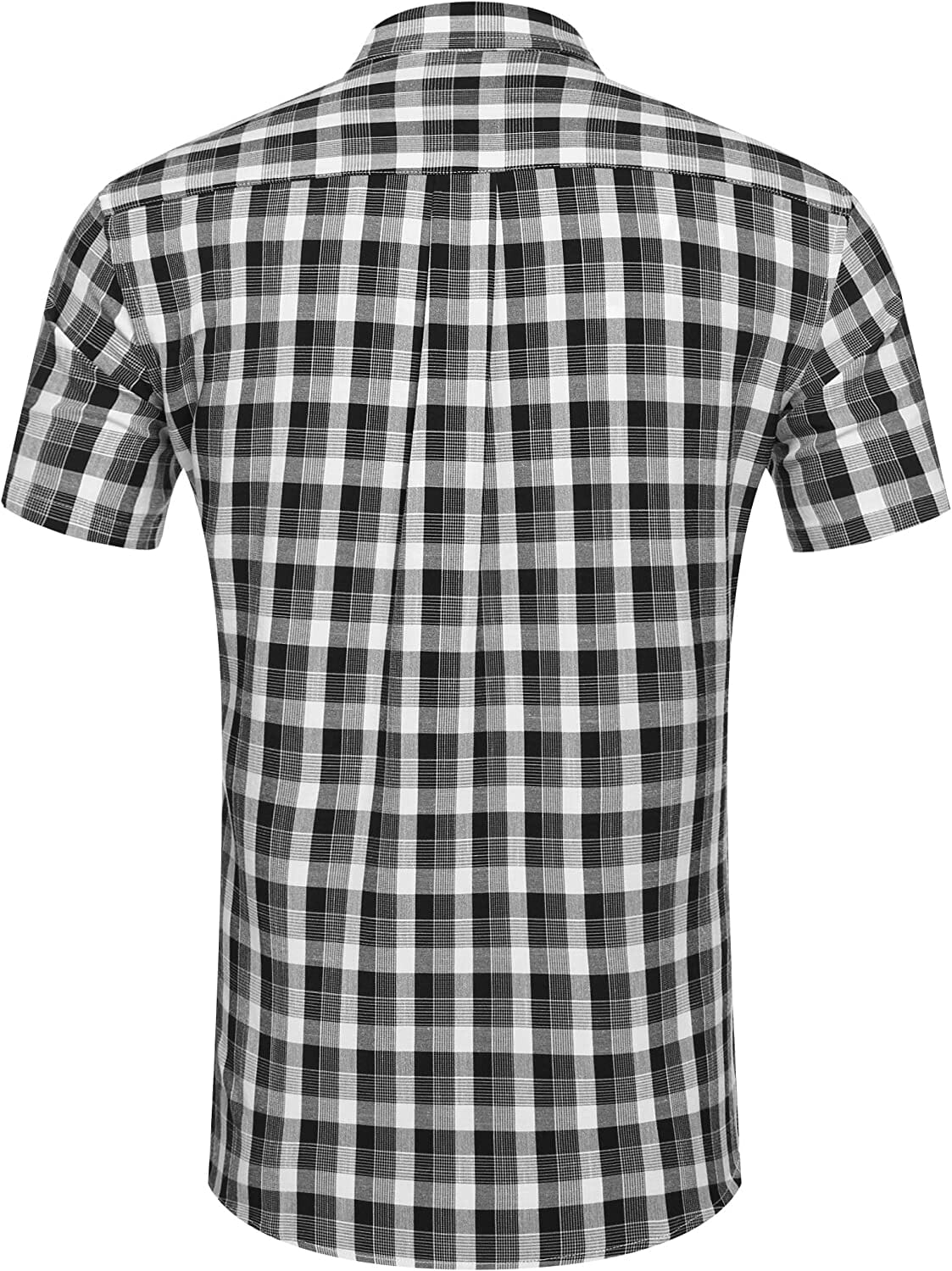 Klassisch Kurz Ärmel Plaid Baumwolle Hemden with Pocket
