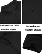 Slim Fit Zipper Polo Golf Hemd