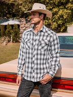 Plaid Lang Ärmel Casual Hemd with Pockets