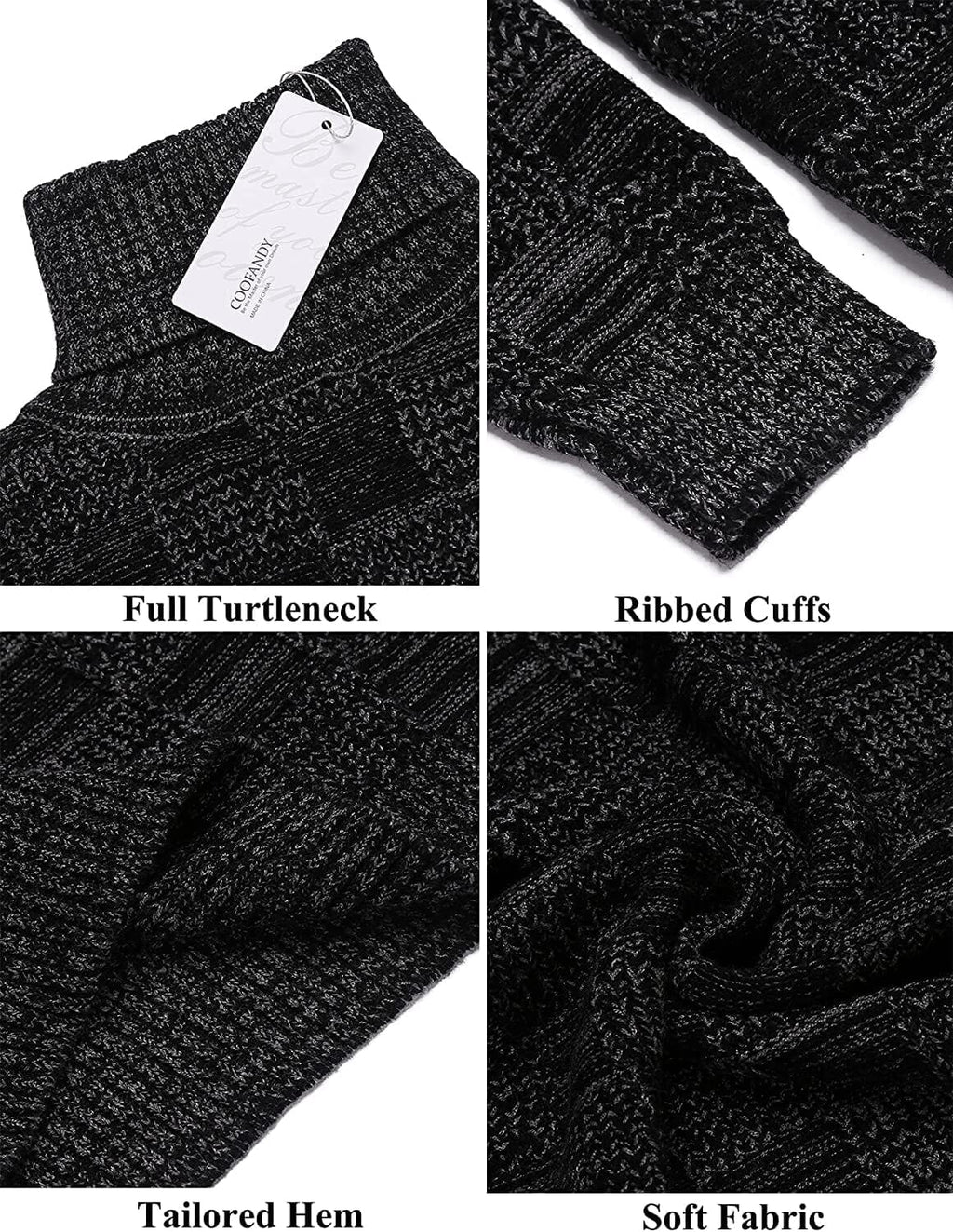 Men's Strick Rollkragen Pullover Plaid Stehkragen Lang Ärmel Pullover
