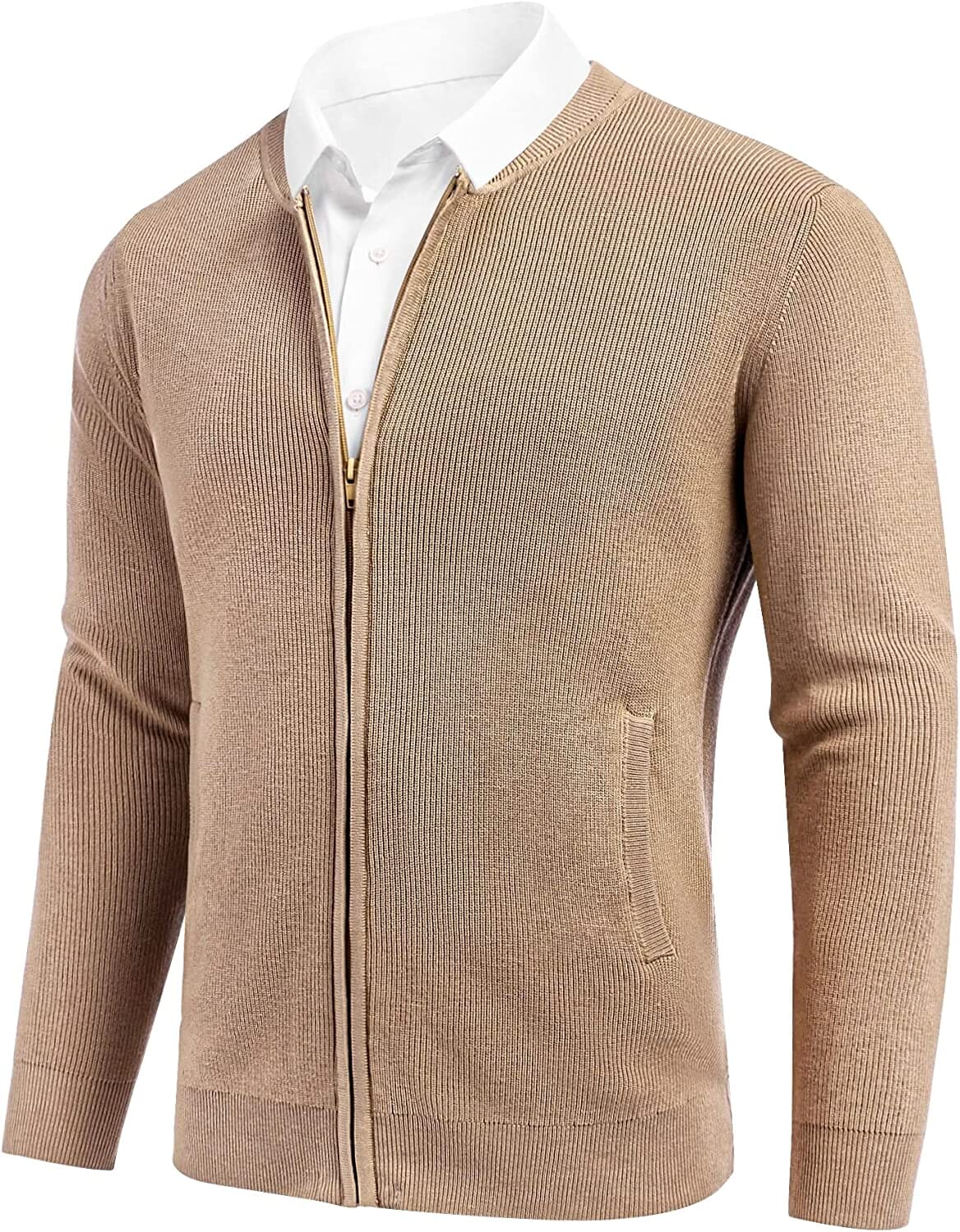 Full Zip Slim Fit Stylish Strick Cardigan Pullover with Pockets