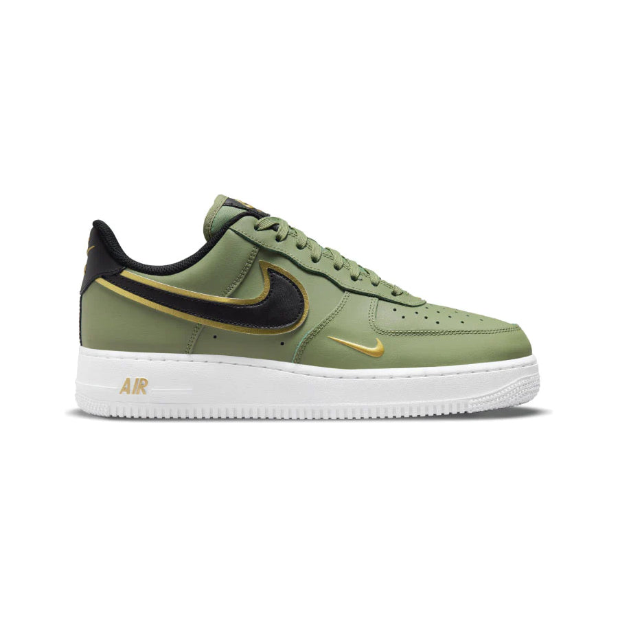 Nike Air Force 1 Low Grün Oliva mit Doppio Swoosh Schwarz und Gold