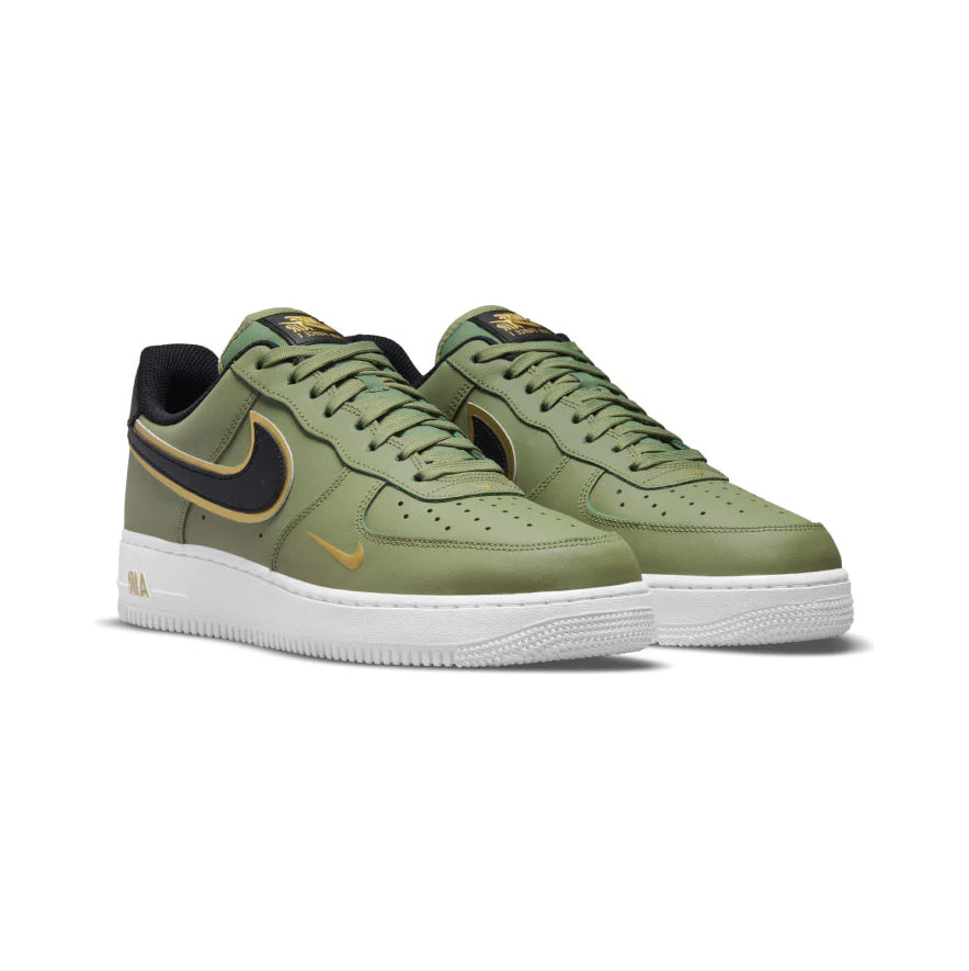 Nike Air Force 1 Low Grün Oliva mit Doppio Swoosh Schwarz und Gold