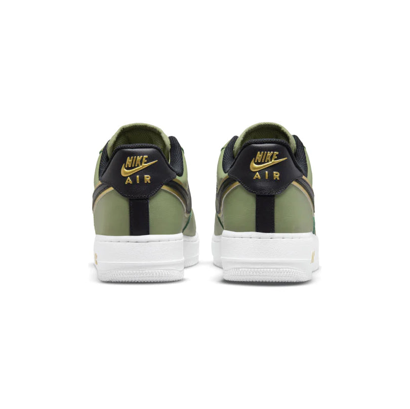 Nike Air Force 1 Low Grün Oliva mit Doppio Swoosh Schwarz und Gold