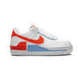 Nike Air Force 1 Low Shadow Weiß mit Swoosh Orange und Blau
