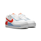 Nike Air Force 1 Low Shadow Weiß mit Swoosh Orange und Blau