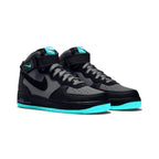 Nike Air Force 1 Mid Grau und Schwarz mit Details Blau Lava