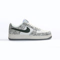 Nike Air Force 1 Low Grau Marmorizzato mit Swoosh Grün Militare
