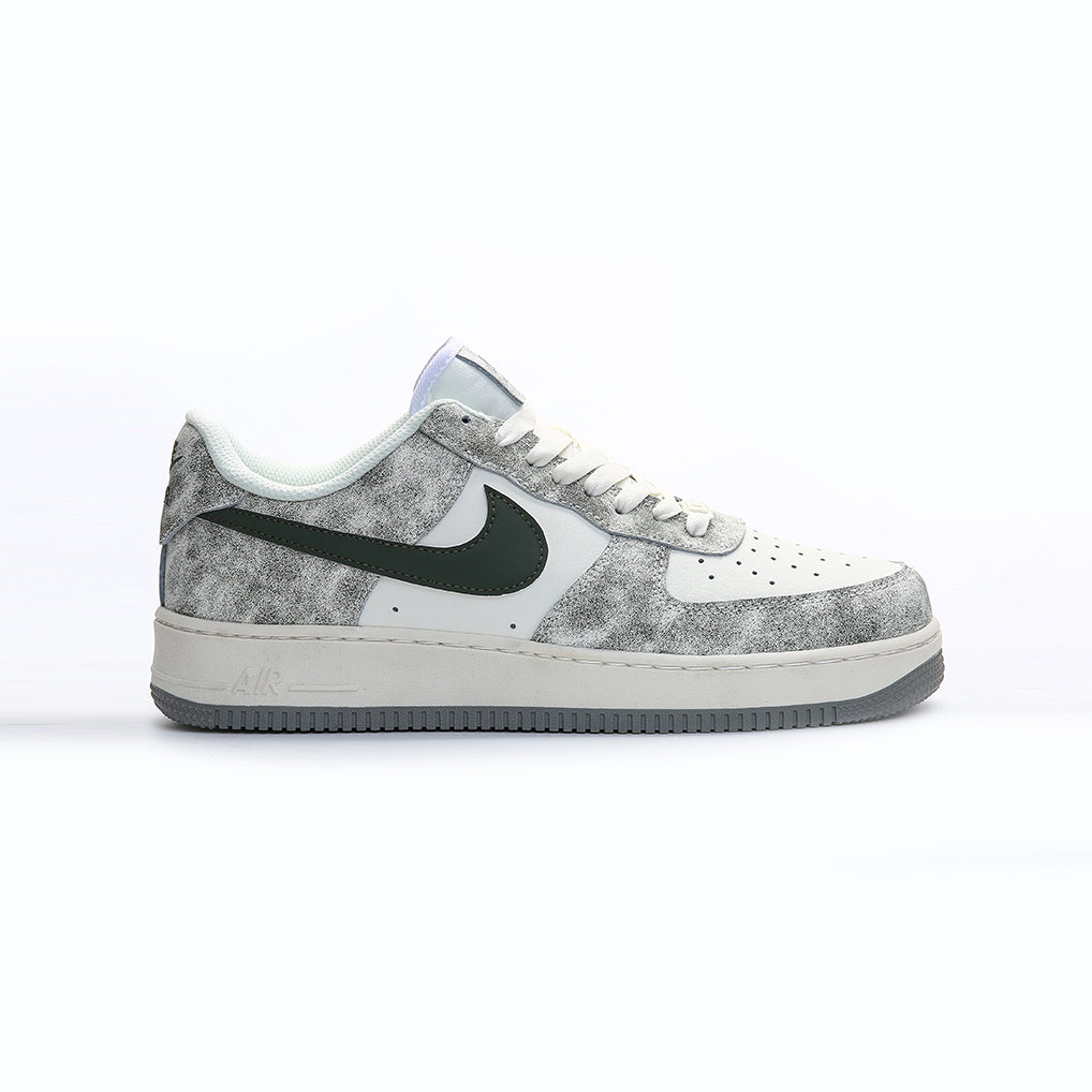 Nike Air Force 1 Low Grau Marmorizzato mit Swoosh Grün Militare