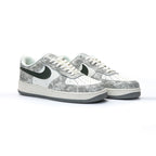 Nike Air Force 1 Low Grau Marmorizzato mit Swoosh Grün Militare