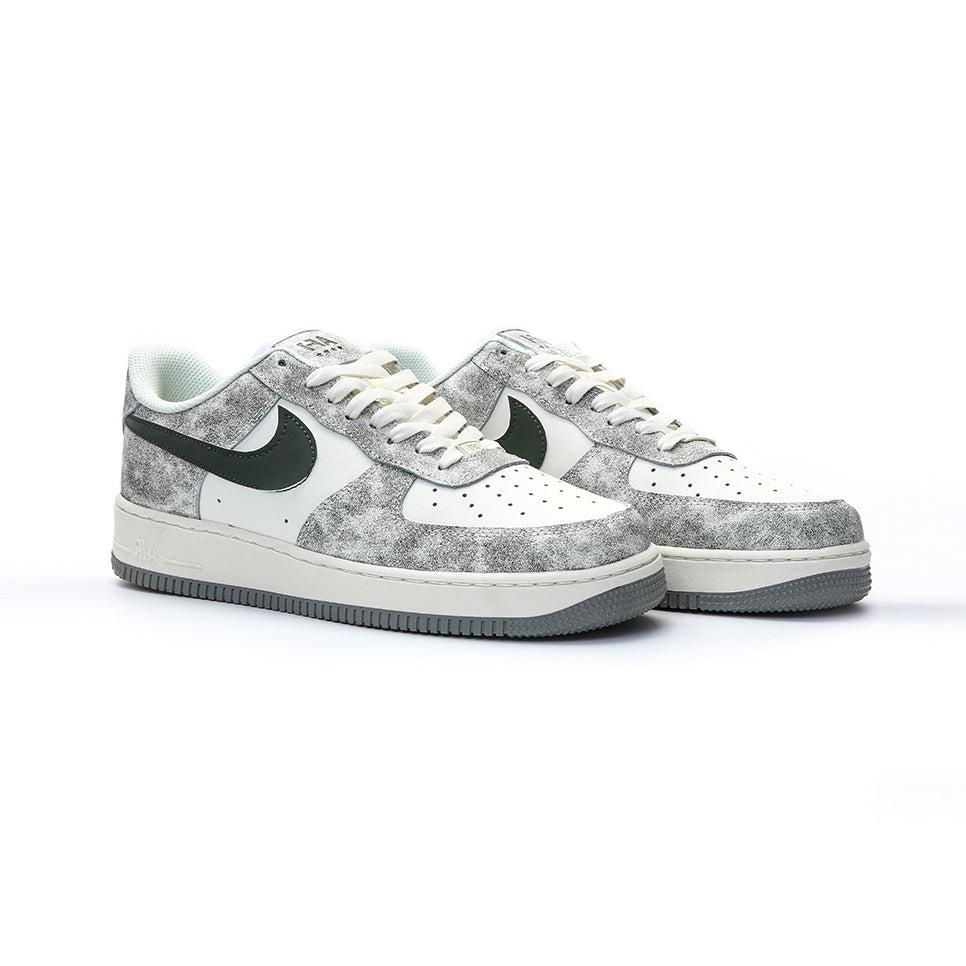 Nike Air Force 1 Low Grau Marmorizzato mit Swoosh Grün Militare