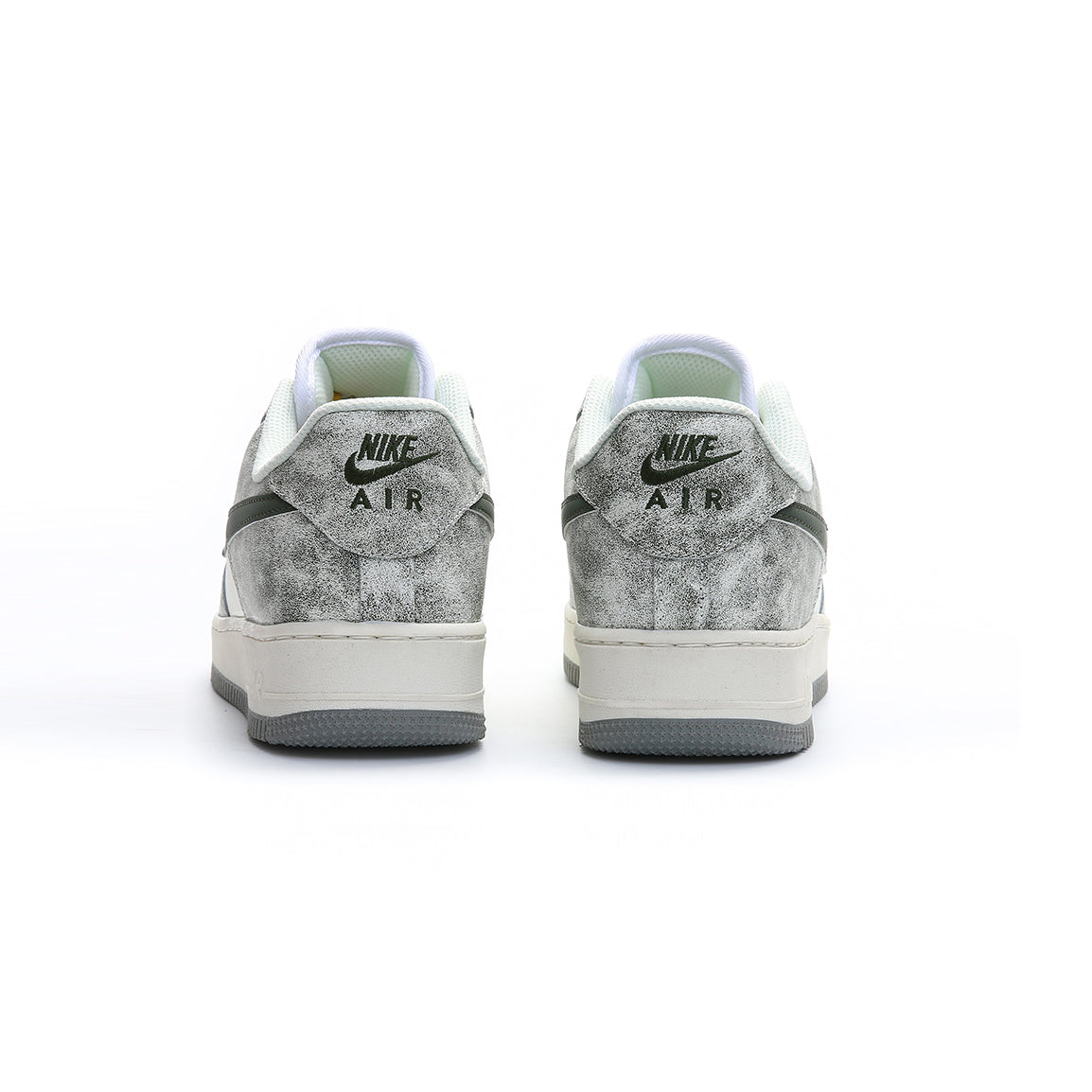 Nike Air Force 1 Low Grau Marmorizzato mit Swoosh Grün Militare