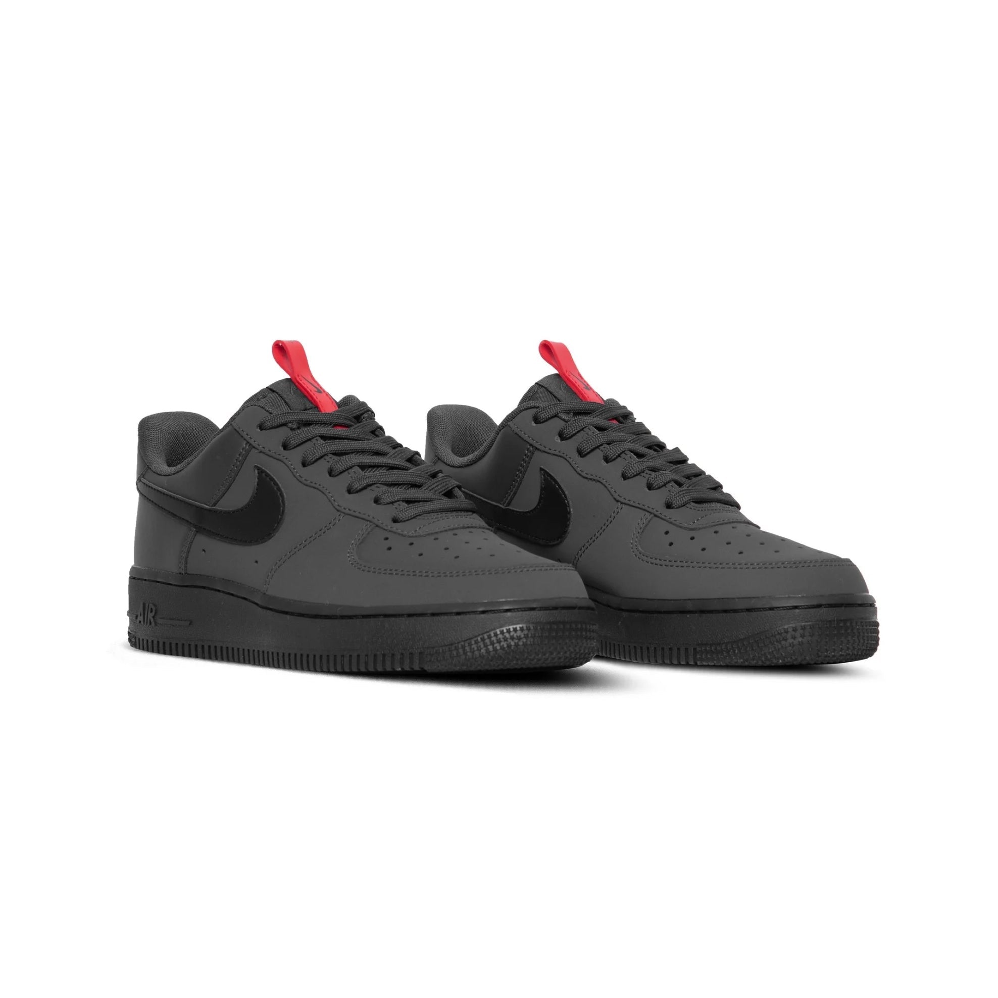 Nike Air Force 1 Low Grau Anthrazit mit Details Schwarz und Rot