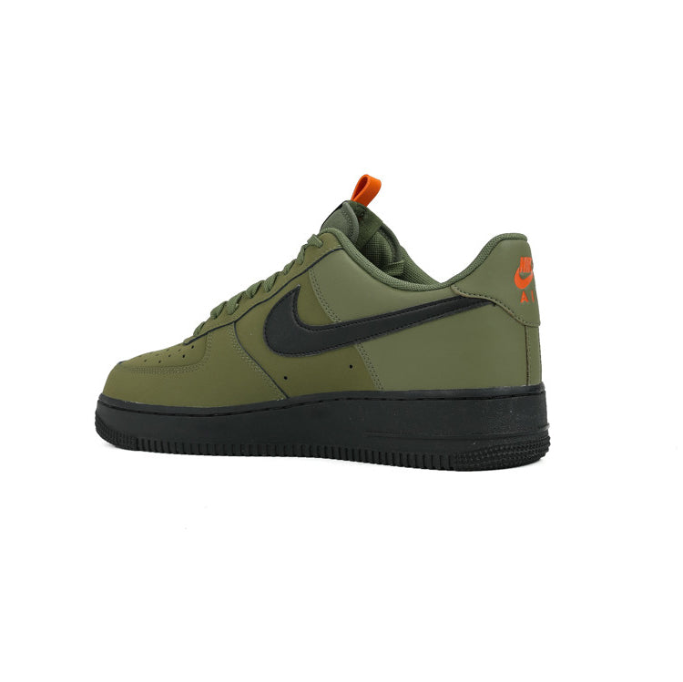 Nike Air Force 1 Low Grün Oliva mit Details Schwarz und Orange