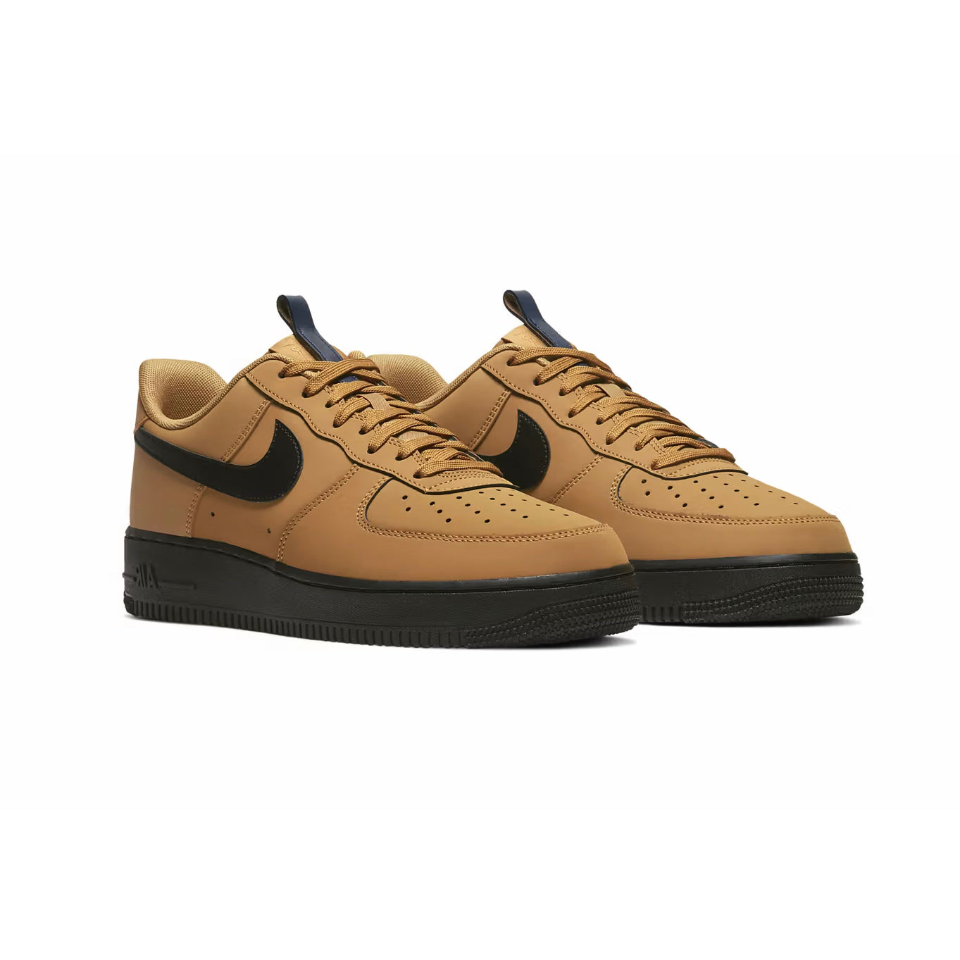 Nike Air Force 1 Low Braun Wheat mit Swoosh Schwarz