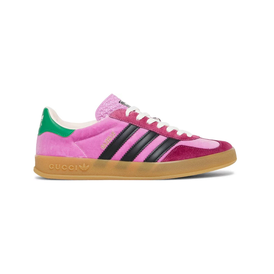 Sneaker Adidas Gazelle x Gucci Rosa mit Details Schwarz und Grün