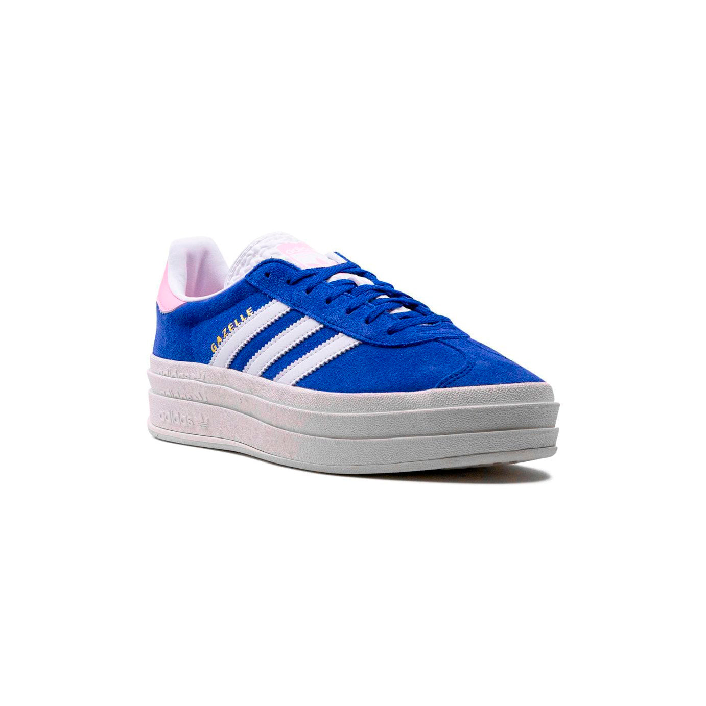 Adidas Gazelle Bold Schuhe Blau Glänzend und Rosa Damen Platform Retro