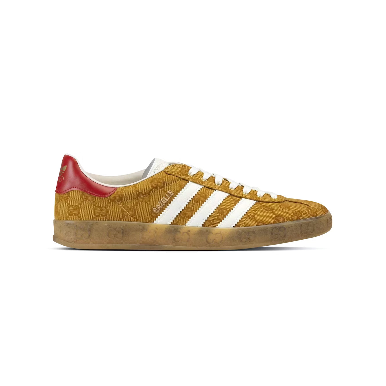 Sneaker Adidas Gazelle x Gucci Gelb Ocra mit Monogramma GG