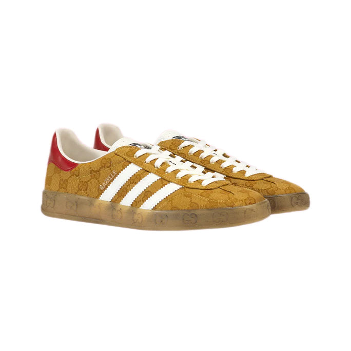 Sneaker Adidas Gazelle x Gucci Gelb Ocra mit Monogramma GG